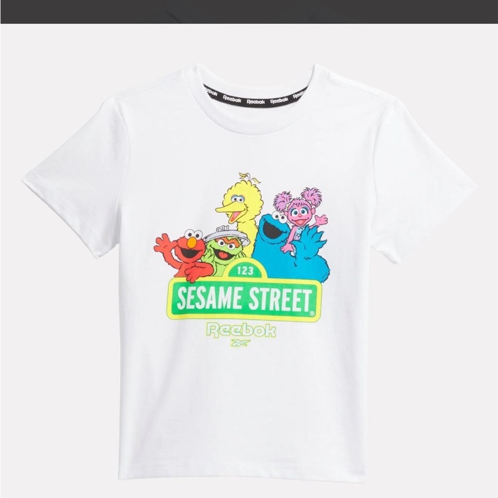 Reebok Sesame Street White Tee with Colorful Characters